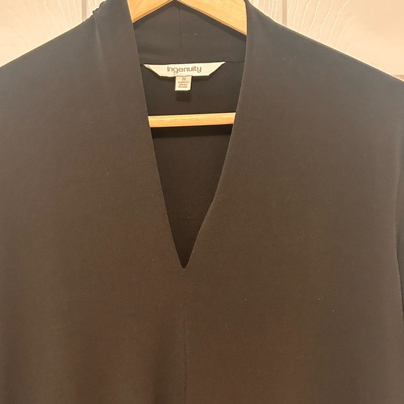 Ingenuity black 3/4 sleeve, v neck blouse size Medium. - Picture 3 of 7